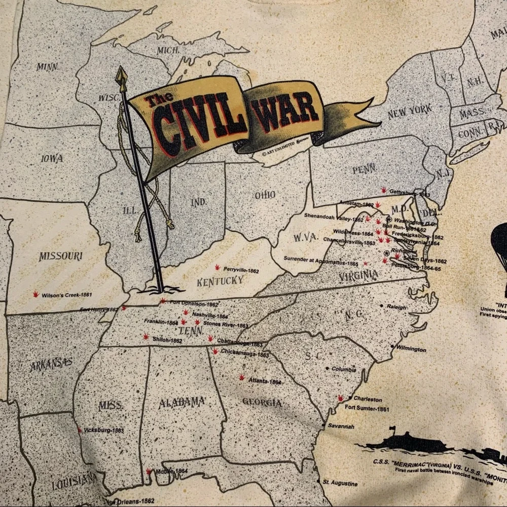 Vintage 90s art unlimited civil war all over print sweatshirt made in USA - Picture 4 of 9